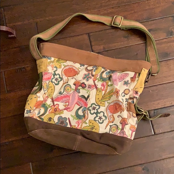 Lucky Brand Handbags - Lucky Brand Canvas bird print and Suede Hobo Tote